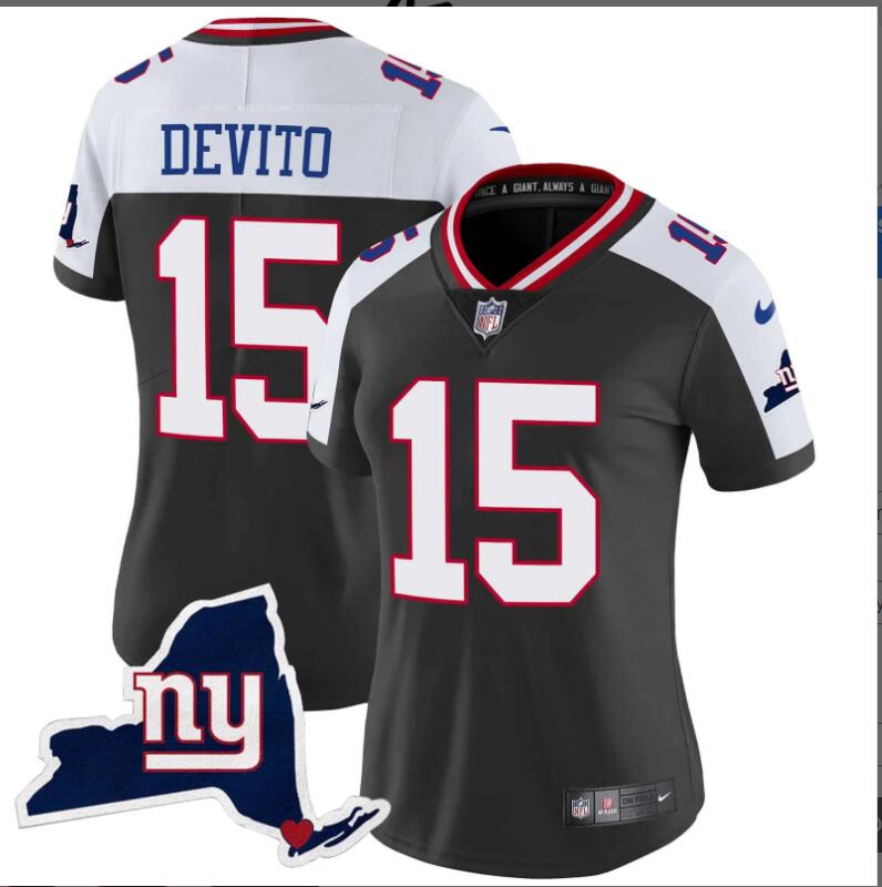 Women New York Giants #15 Devito Limited 2024 NFL Nike black jerseys->women nfl jersey->Women Jersey